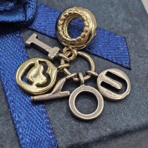 SILVER 925 DANGLE I LOVE YOU SILVER AND GOLD CHARM